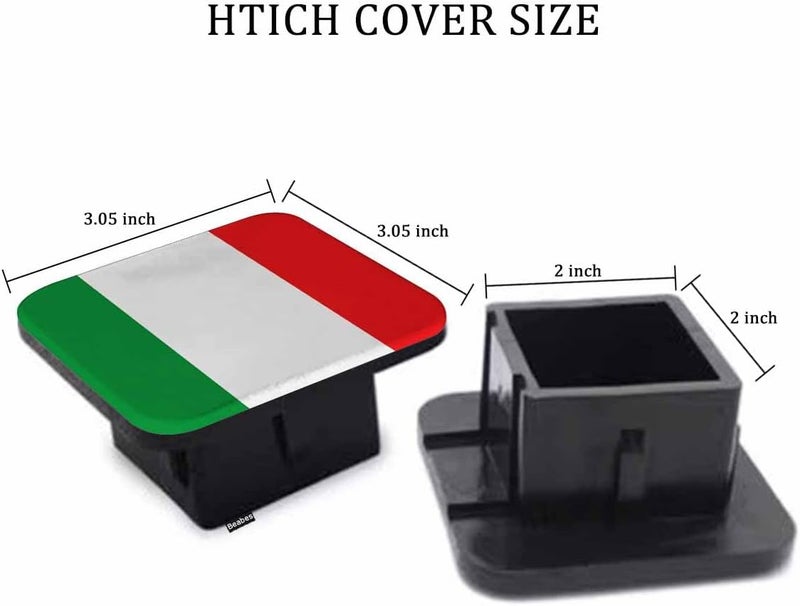 Beabes Italy Flag Hitch Covers 2 Inch National Italian Flag Trailer Hitch Cover Tube Plug Insert, Car Exterior Accessories, Receiver Tube Hitch Cover for Trucks RVs SUVs - Image 2
